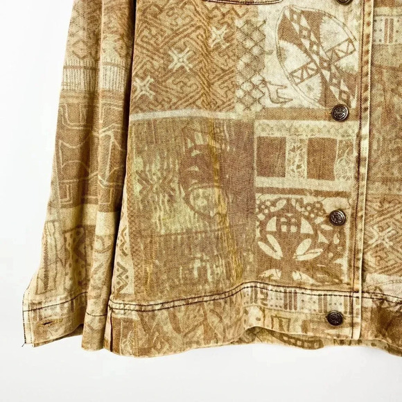 Country Collection Vintage 90s Tan Denim Jacket - Patchwork Southwestern Cowboy - Picture 6 of 7